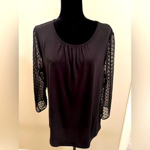 Jasper knit pull over with shear sleeves, size Large